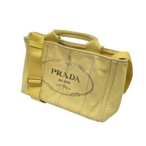 Prada Canapa Canvas Handbag Yellow